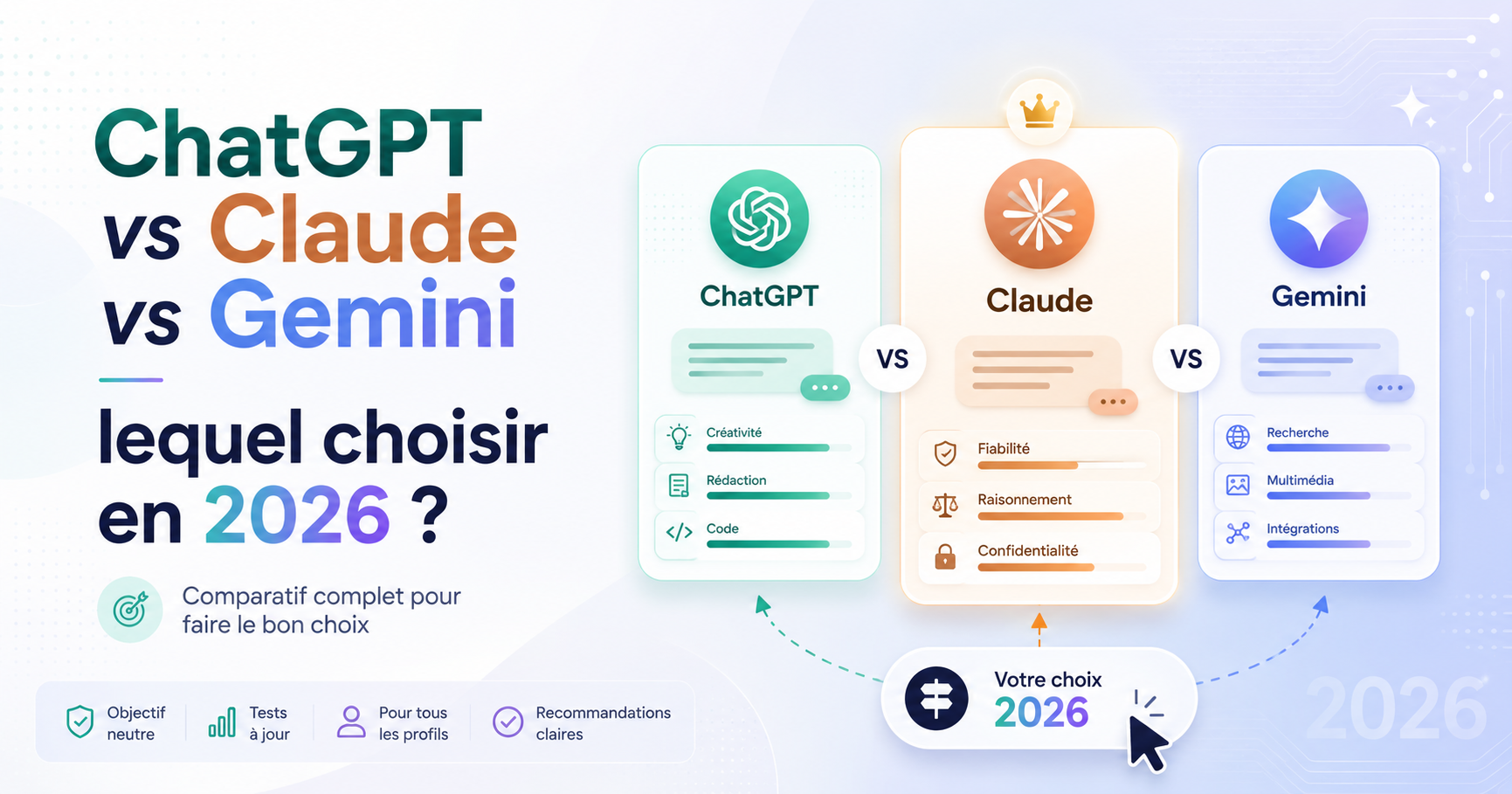 ChatGPT vs Claude vs Gemini : lequel choisir en 2026 ?