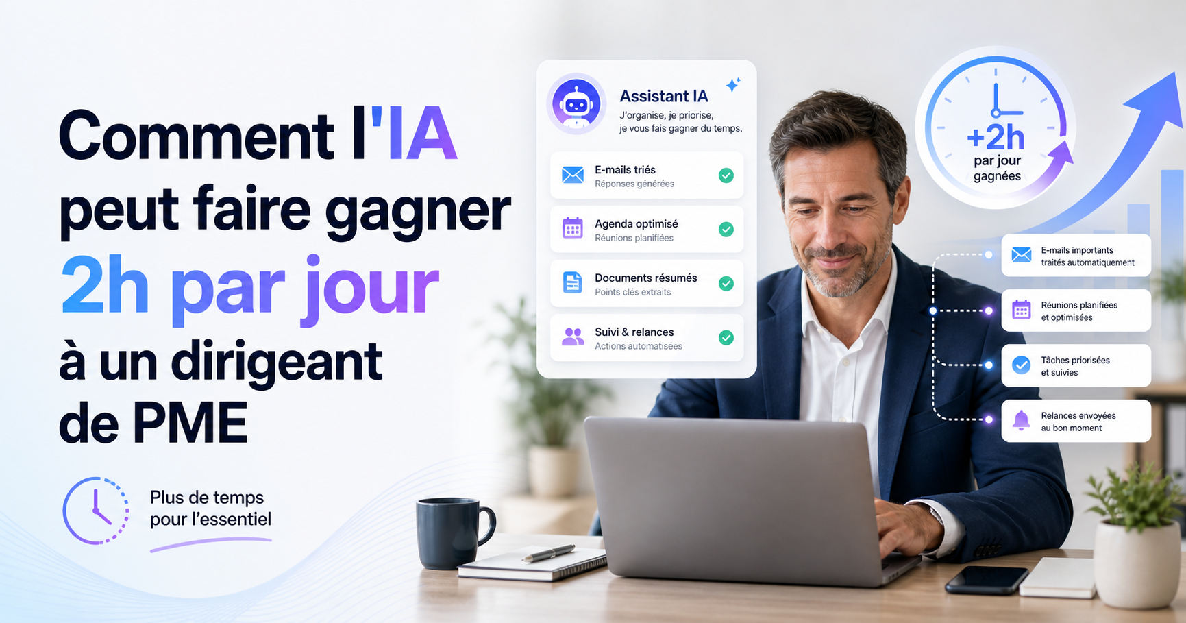 Comment l'IA peut faire gagner 2h par jour à un dirigeant de PME